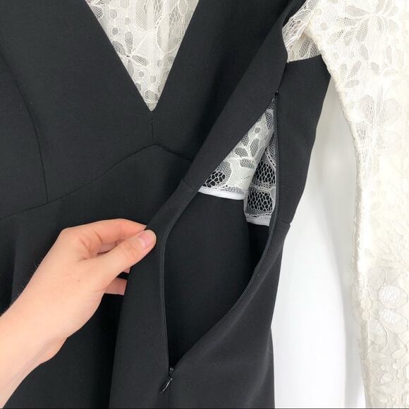 NWOT SANDRO Paris Nita Layered Lace Dress Black White S - Picture 8 of 12